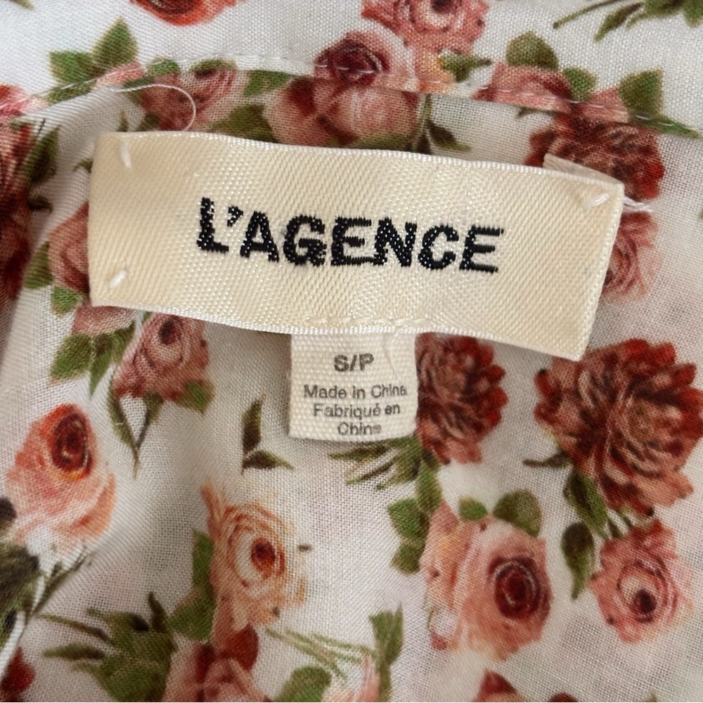 L'AGENCE Pink Spring Floral Button Front Top Small Cottagecore - Picture 7 of 9